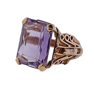 Antique 14k Gold Purple Stone Ring 