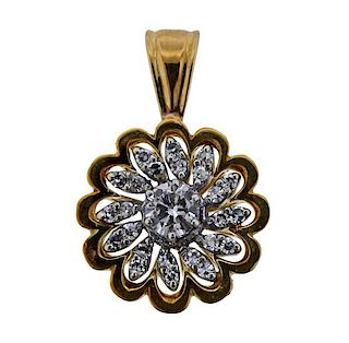 18k Gold Diamond Flower Pendant Enhancer 