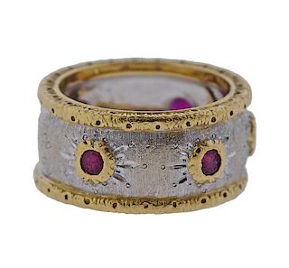 18K Gold Ruby Band Ring