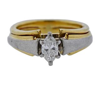 Platinum 18K Gold Marquise Diamond Engagement Ring