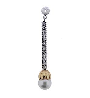 14K Gold Diamond Pearl Pendant