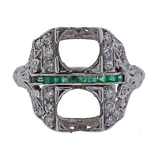 Art Deco Platinum Diamond Emerald Ring Mounting