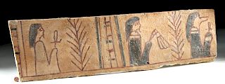 Egyptian Wood & Painted Gesso Coffin Panel Fragment