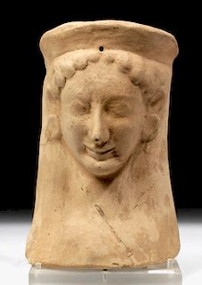 Impressive Greek Terracotta Protome of a Goddess