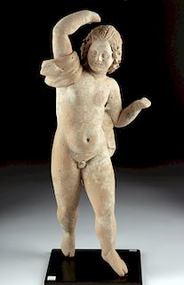 Large Hellenistic Terracotta Standing Figure of a Boy