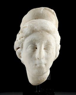 Petite Hellenistic Marble Head of a Woman / Goddess