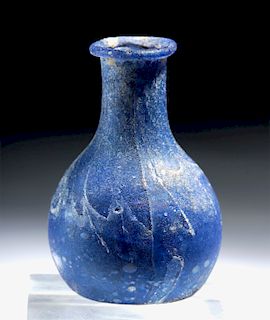 Rare Miniature Roman Glass Flask - Cobalt Blue