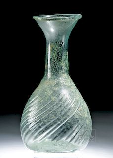 Roman Glass Flask with Swirled Ribs