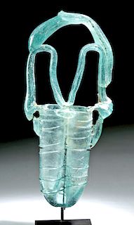 Roman Glass Double Unguentarium w/ Tiered Bale Handle
