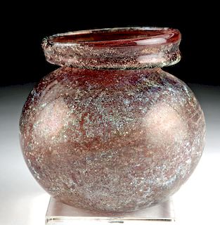 Roman Glass Globular Jar - Rare Aubergine!