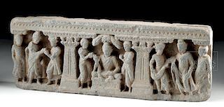 Gandharan Schist Relief w/ Buddha and Attendants
