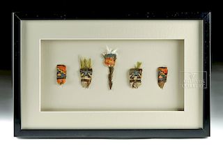 Framed Nazca Feather Mosaic Head Ornaments