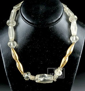 Colombian Tairona Rock Crystal & Tumbaga Necklace