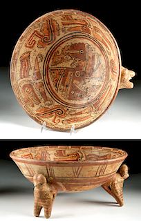 Rare Stunning Costa Rican Pottery Tripod Vessel