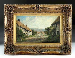 Framed 19th C. European Painting - Charming Village