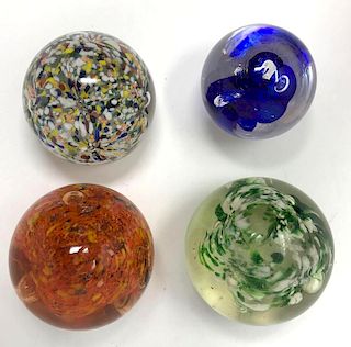 Four Art Glass Paperweights 