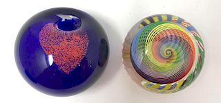 Harris Art Glass Paperweight & Art Glass Paperweight with Heart