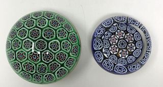 Murano Millefiore Paperweights, Close Concentric Rings of Stars & Star Wreath