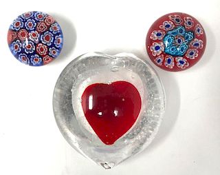 Three Dynasty Gallery Art Glass Paperweights 