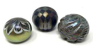 Three Art Glass Paperweights Zephyr & Brian Maytum