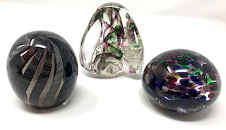 Three Art Glass Paperweights 