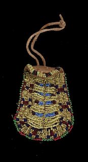 Crow Beaded Tobacco Pouch c. 19th Century