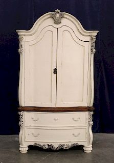 Victorian Style Oak Two Part Armoire Dresser