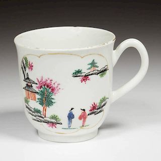 ENGLISH WORCESTER PORCELAIN COFFEE CUP, "STAG HUNT" PATTERN