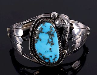 Navajo Morenci Turquoise Silver Bracelet