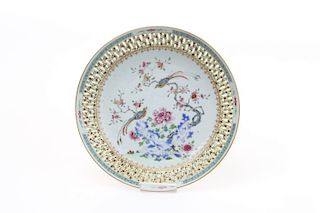 CHINESE FAMILLE ROSE RETICULATED PLATE