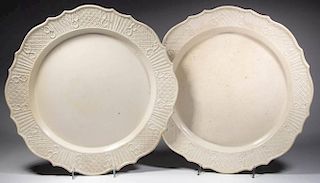 ENGLISH STAFFORDSHIRE STONEWARE 18TH CENTURY CHARGERS, PAIR