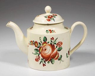 ENGLISH STAFFORDSHIRE POTTERY CREAMWARE TEAPOT AND COVER
