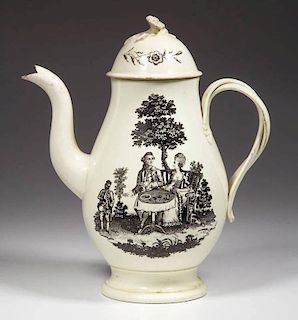 ENGLISH WEDGWOOD POTTERY CREAMWARE QUEENSWARE COFFEE POT AND A COVER