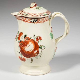 ENGLISH STAFFORDSHIRE POTTERY CREAMWARE CIDER PITCHER AND COVER