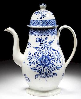 ENGLISH STAFFORDSHIRE POTTERY CHINA-GLAZE PEARLWARE COFFEE POT AND COVER