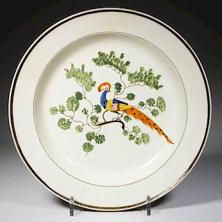 ENGLISH STAFFORDSHIRE POTTERY PEARLWARE PEAFOWL PLATE