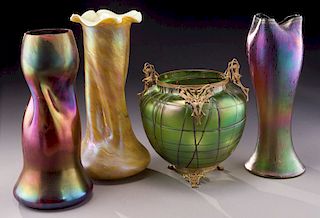 (4) Bohemian glass items,