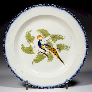 ENGLISH WEDGWOOD POTTERY PEARLWARE PEAFOWL PLATE