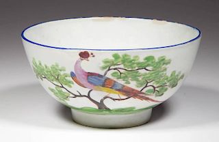 ENGLISH STAFFORDSHIRE POTTERY PEARLWARE PEAFOWL WASTE BOWL