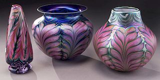 (3) Daniel Lotton art glass vases,