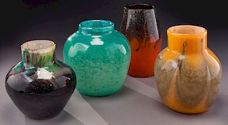 (4) Monart glass vases