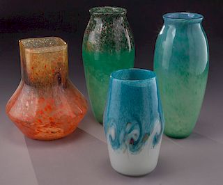 (4) Monart modeled vases