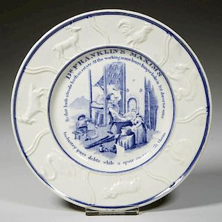ENGLISH STAFFORDSHIRE POTTERY PEARLWARE CHILDREN'S PLATE