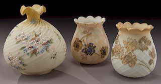 (3) Mt. Washington Crown Milano vases,