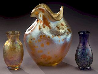 (3) Loetz diminutive glass vases,