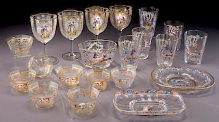 (21) Pcs. enameled glassware,