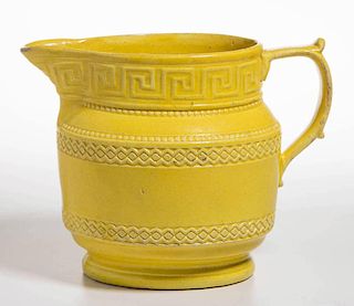 ENGLISH STAFFORDSHIRE POTTERY PEARLWARE YELLOW PITCHER