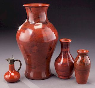 (4) Bohemian agate glass vases,