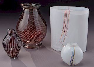 (4) Signed Scandinavian glass items,