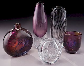(5) Kosta glass items,